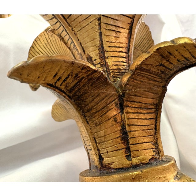 Vintage Maison Jansen Hollywood Regency Style Golden Palm Tree Lamp For Sale - Image 13 of 14