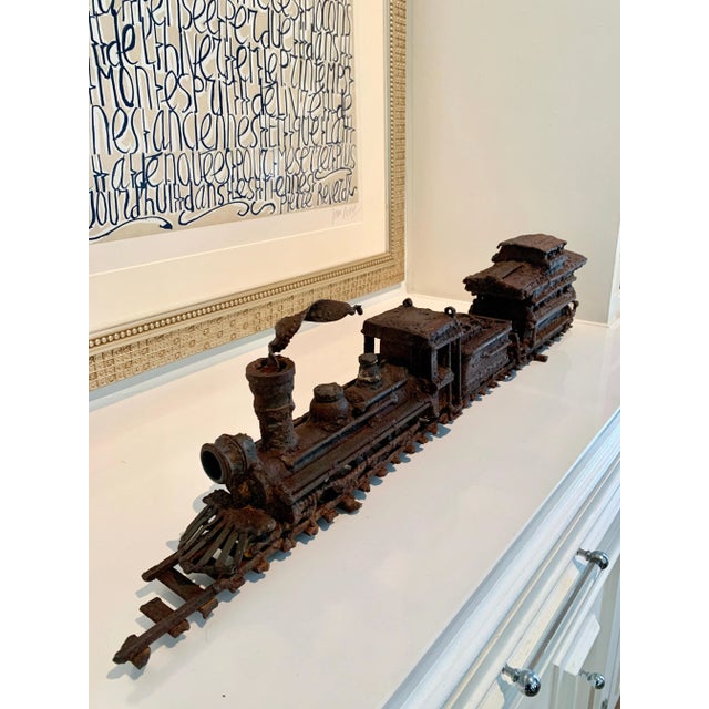 Brutalist Sculpture of Train on Track with Smoke For Sale - Image 11 of 12