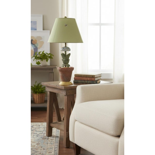 Vintage Whimsical Botanical Terra Cotta Pot Table Lamp For Sale In West Palm - Image 6 of 7