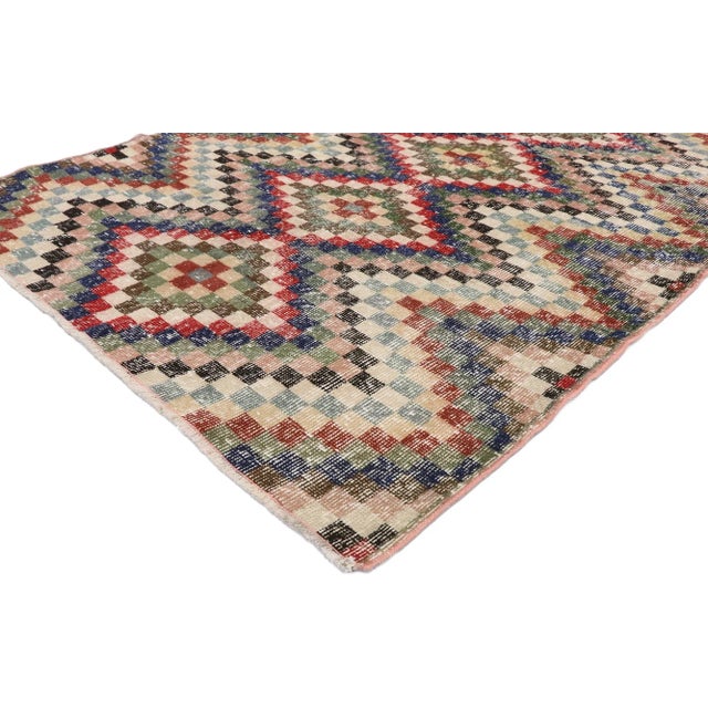 Industrial Vintage Turkish Sivas Rug, 04'05 X 05'10 For Sale - Image 3 of 10