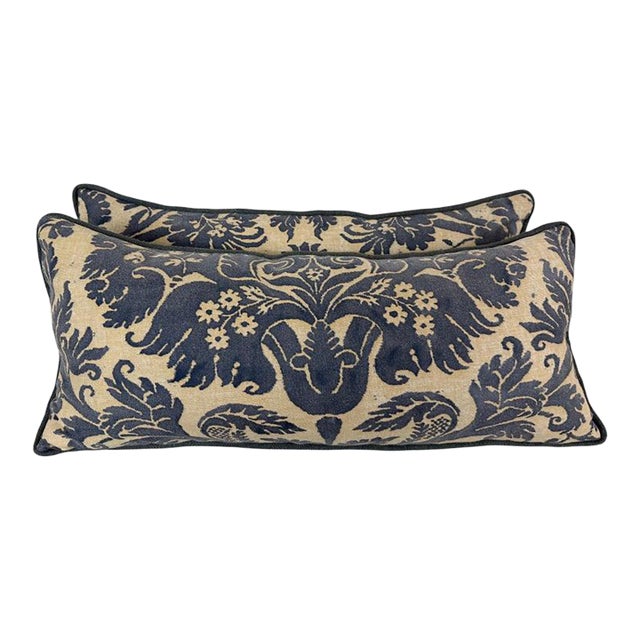 Custom Fortuny Lumbar Pillows by Melissa Levinson, Linen & Cotton, Usa For Sale
