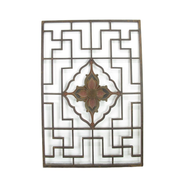 Chinese Lotus Antique Chinese Wood Screen Panel For Sale - Image 3 of 7