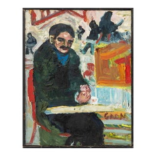 Simon Gaon Expressionist Figural Scene Oil For Sale