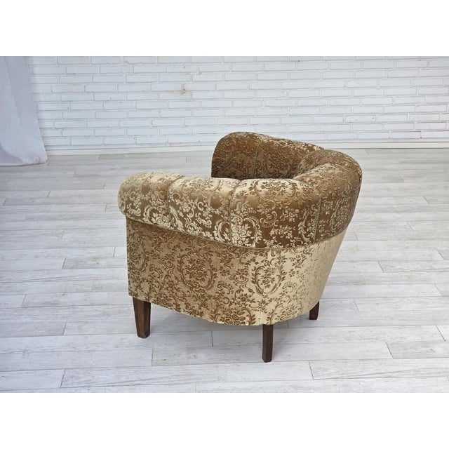 Vintage Danish Armchair in Green Furniture Velour & Ash Wood Legs, 1960s For Sale - Image 11 of 18