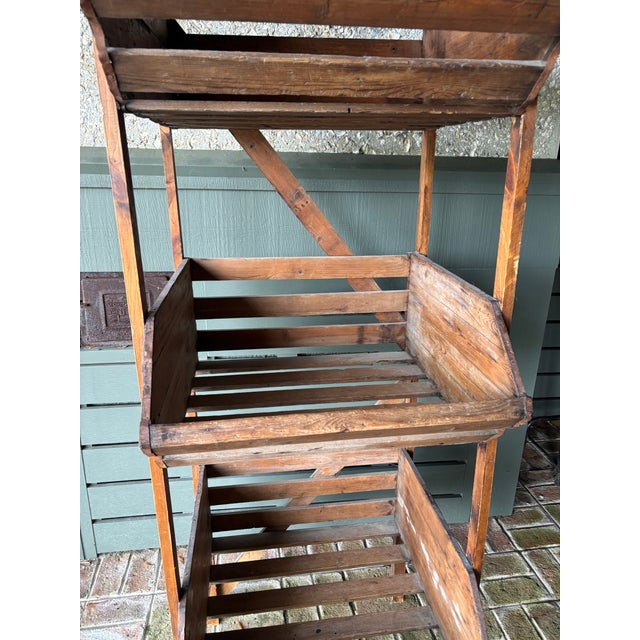 Wood Vintage Rustic Wooden Farmhouse Market Display/Produce Stand For Sale - Image 7 of 15