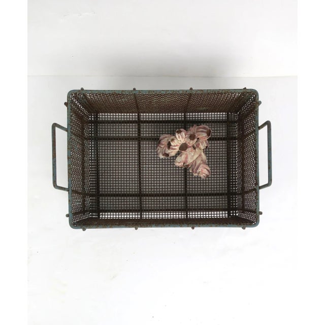 Slate Gray Iron Wire Wicker Basket For Sale - Image 8 of 10