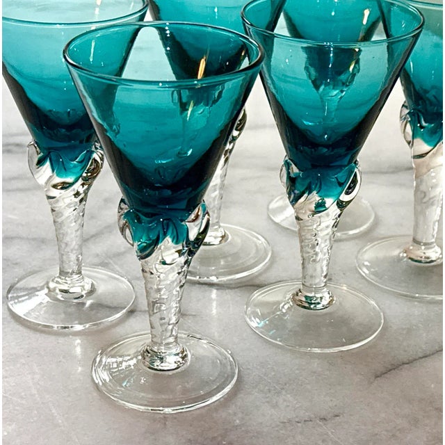 1960s Empoli Art Glass Cordial Glasses- Set of 6 For Sale In New York - Image 6 of 7