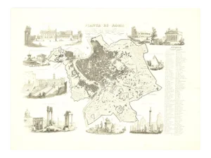 Alessandro Lescano, Map of Ancient Rome, Original Etching, 1848