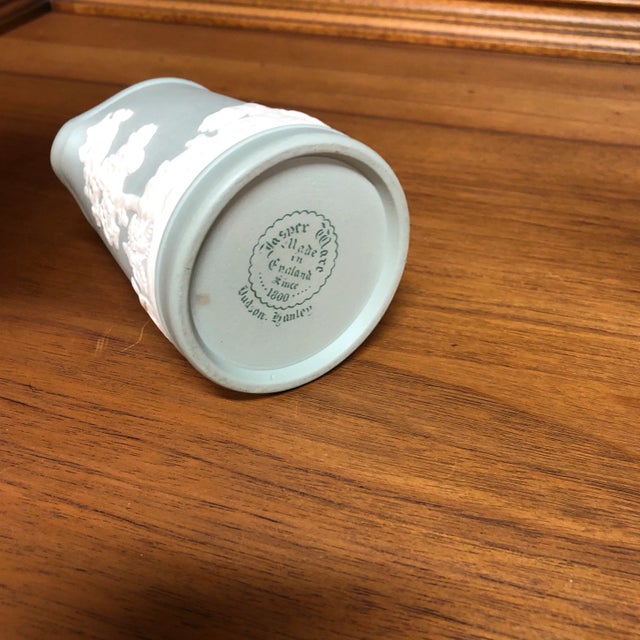 Early 20th Century Vintage Pale Green English Jasperware Pitcher Hunt Scene For Sale - Image 5 of 7