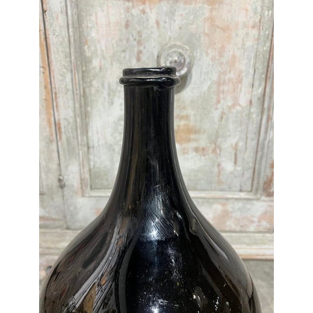 French Large Antique French Hand Blown and Painted Wine Bottle, Normandy, Circa 1880s For Sale - Image 3 of 9