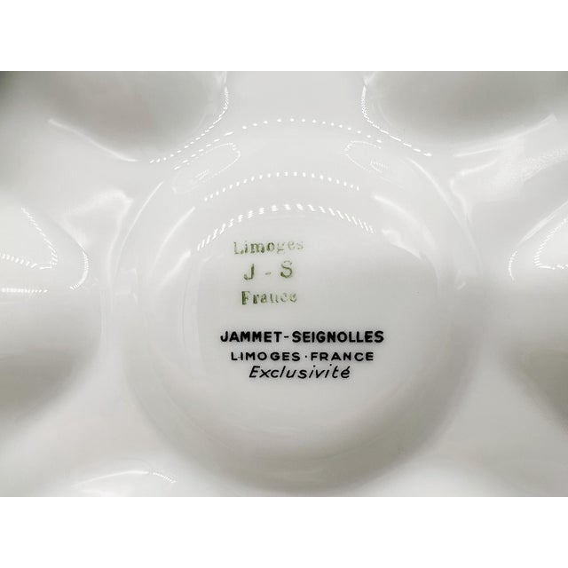 White Vintage Limoges Jammet-Seignolles Oyster Plate With Seafood Motifs — French Coastal / Nautical / Traditional For Sale - Image 8 of 9