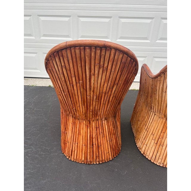 Pair of Split Pencil Reed Bamboo Chairs For Sale - Image 17 of 17