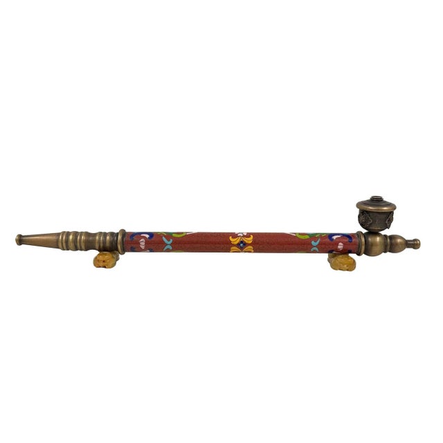 Early 20th Century Chinese Cloisonne Smoking Pipe For Sale - Image 10 of 16