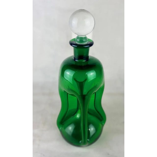 Green Crystal Licorera and Transparent Cap, 1970s For Sale - Image 3 of 7