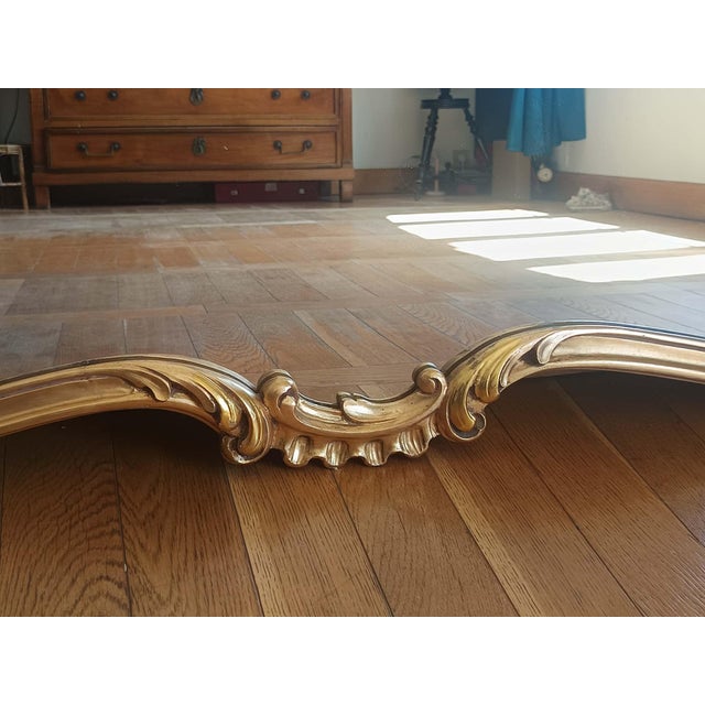 Wood Large Louis XV Style Giltwood Mirror, 1970s For Sale - Image 7 of 15