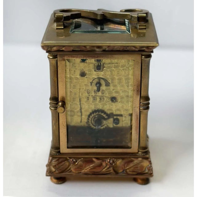 French Mid 20th Century C.R Crookshank Brass and Glass Carriage Clock by Tiffany & Co. For Sale - Image 3 of 5