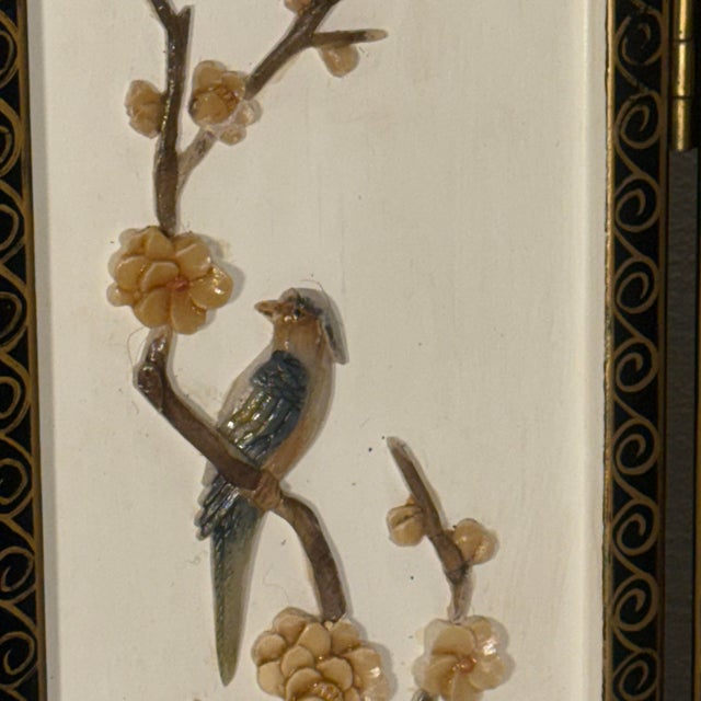 Vintage Chinoiserie Tabletop Four Panel Screen For Sale In Mobile - Image 6 of 12