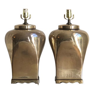 Mid-20th Century Hollywood Regency Style Chinoiserie Table Lamps — a Pair For Sale
