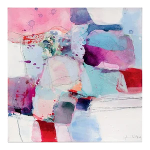 Contemporary Abstract Acrylic on Canvas Painting "Rosentor" by Greet Helsen