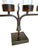Stunning Jan Barboglio hand forged iron candelabra with rustic patina. Signed on both sides. Includes removable glass...