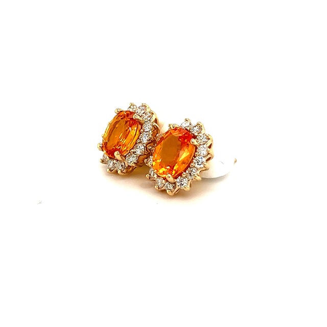 Natural Sapphire Diamond Stud Earrings 14k Gold 3.5 TCW Certified For Sale - Image 10 of 12
