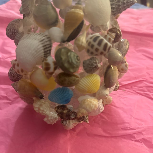 Coastal Vintage Mid-Century Coastal Seashell Mosaic Art Vase For Sale - Image 3 of 3