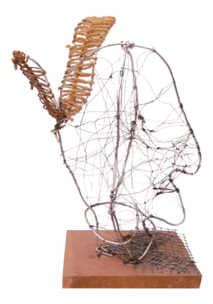 Joyce Blum Mounted Wire Native American "Face" Sculpture