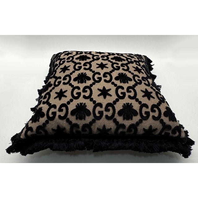 Gucci Gucci GG Jacquard Fringed Pillow For Sale - Image 4 of 7