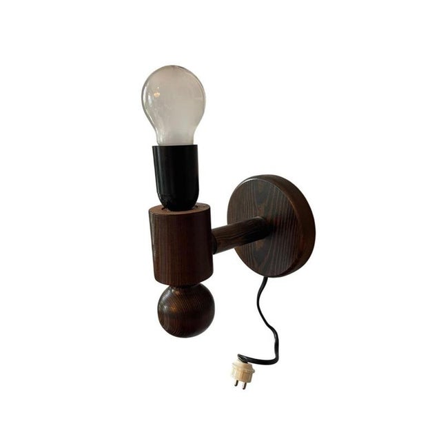 1970s Vintage Wall Lamps in Stained Pine from Markslöjd, Sweden, 1970s For Sale - Image 5 of 8