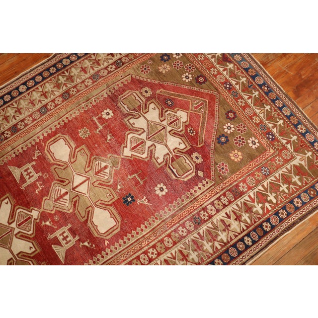 Early 20th Century Red Antique Caucasian Shirvan Rug - 4'11" x 10'9" For Sale - Image 5 of 18
