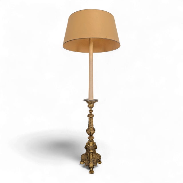 Brown Large Bronze Candlestick Lamp For Sale - Image 8 of 8
