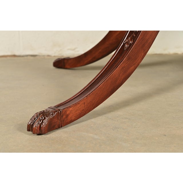 Romweber Regency Flame Mahogany Pedestal Extension Dining Table, Newly Refinished For Sale - Image 12 of 14