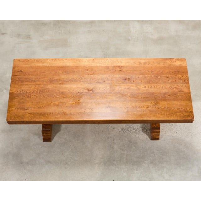 Country French Oak Farmhouse Trestle Dining Table 7.8 Ft For Sale - Image 4 of 18