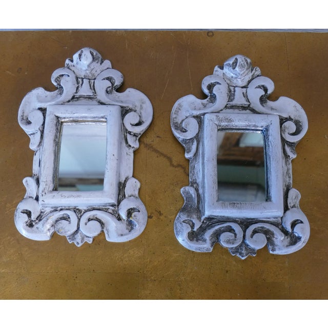 Miniature Carved Rococo Wall Mirrors - a Pair For Sale - Image 12 of 12
