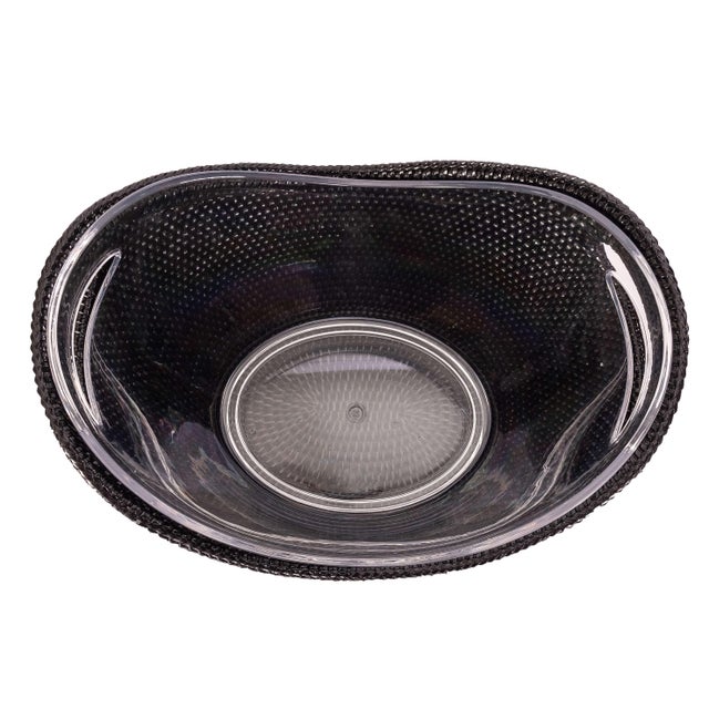 Boho Chic Artifacts Rattan Champagne Bucket with Acrylic Insert in Black For Sale - Image 3 of 3