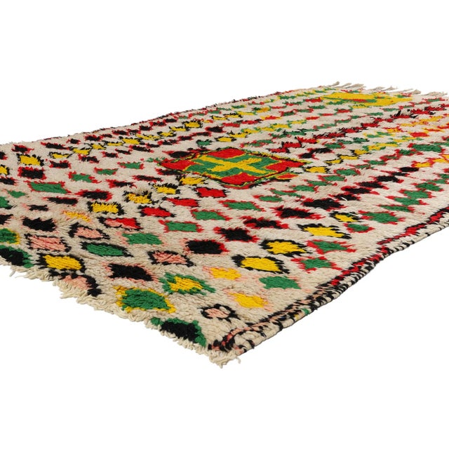 21785 Colorful Vintage Moroccan Azilal Rug, 05'04 x 08'07. Explore the storied legacy of Azilal rugs, resonating from the...