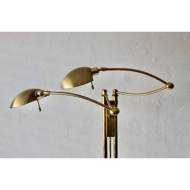 1980s Postmodern Adjustable Two Light Brass Floor Lamp by Holtkoetter Luechten For Sale - Image 13 of 17