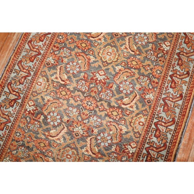 Early 20th Century Brown Orange Malayer Runner - 3'6" x 16'6" For Sale In New York - Image 6 of 10