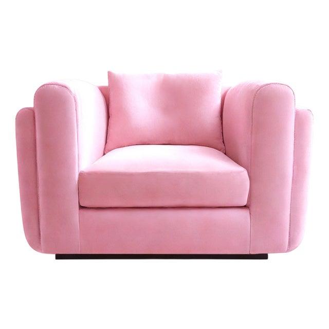 Club Chair in Pink Velvet from Moanne For Sale