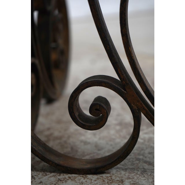 Pietra Dura Style Iron Base Marble Top Table For Sale - Image 11 of 12