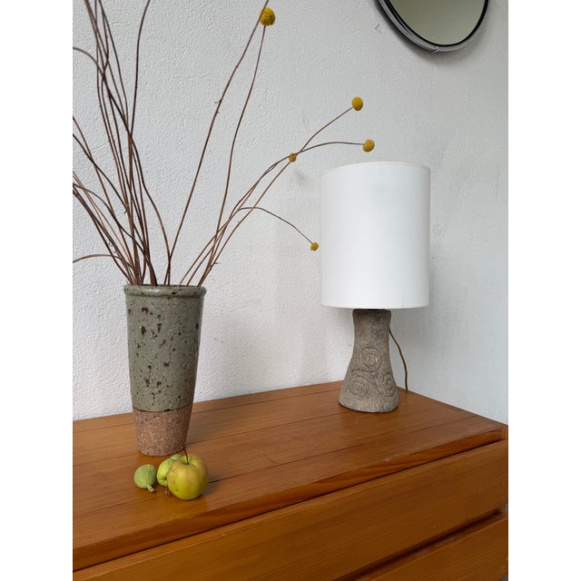 Gray Vintage Carved Stone Table Lamp, 1970s For Sale - Image 8 of 18