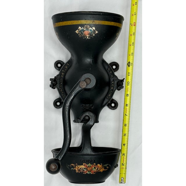 Rare Find. This is a Very Unusual Antique American Cast Iron Wall Mount Hand Crank Coffee Grinder - Coffee Mill. This Very...