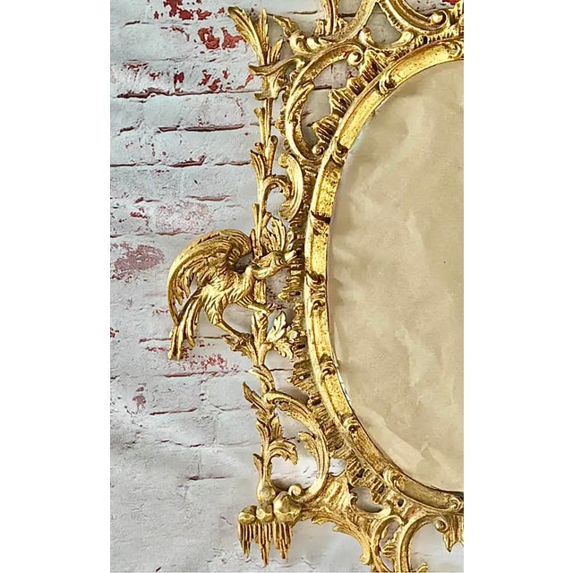 Gold Chinese Chippendale Style Oval Giltwood Pagoda Wall Mirror For Sale - Image 8 of 11