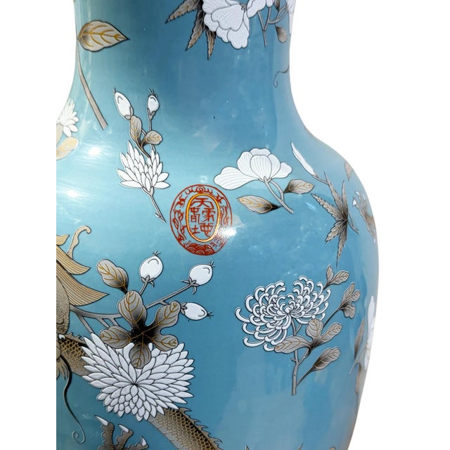 Chinoiserie Famille Rose Style Porcelain Dragon Vase 17" H For Sale - Image 9 of 13