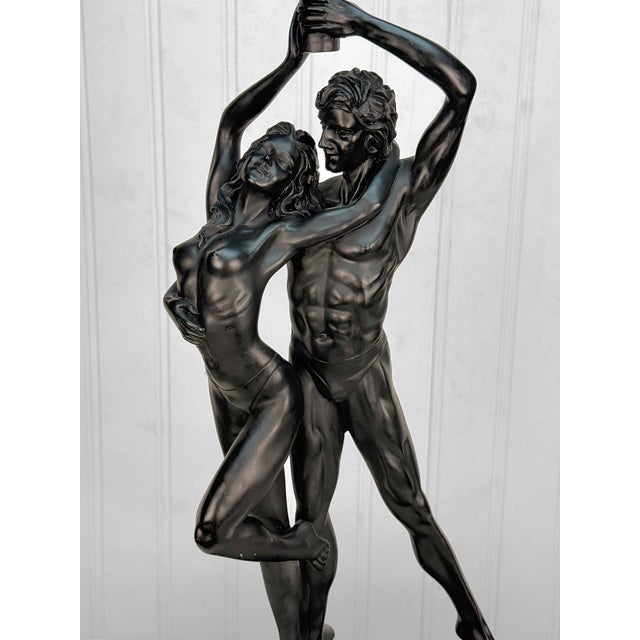 Vintage Art Deco Nude Women & Man Romance Figural Table Lamp For Sale - Image 6 of 10