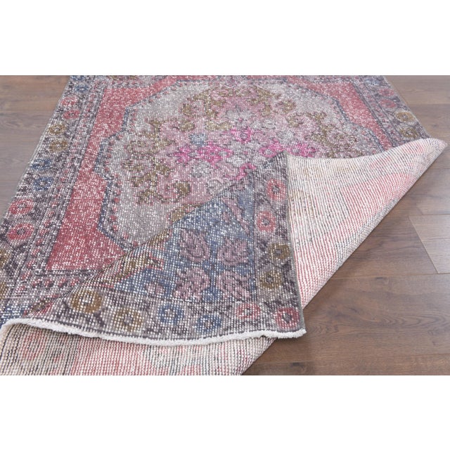 1970s Turkish Oushak Handmade Wool Cotton Pink Area Rug For Sale - Image 6 of 10