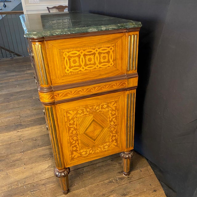 Italian Marquetry Marble Top Commode Secretary Desk For Sale - Image 11 of 12