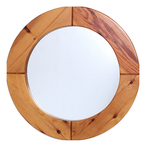 Large Pine Wall Mirror from Glasmäster Markaryd, Sweden, 1960s