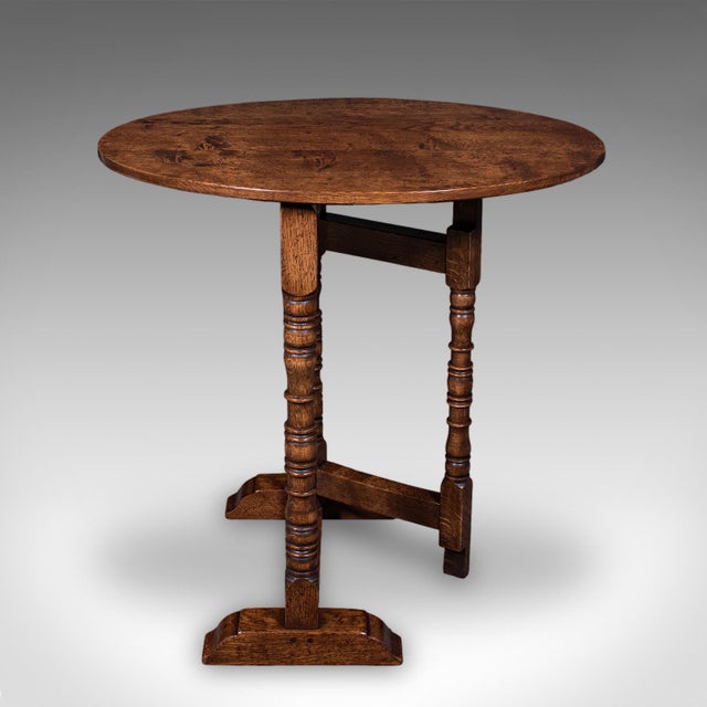 Vintage Folding Oval Occasional Table, English, Gate Leg, Side, Jacobean Revival For Sale - Image 4 of 12