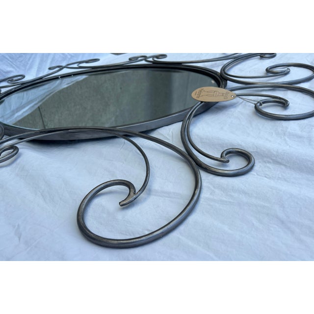 Silver Silver Metal Mirror With Scroll Work For Sale - Image 8 of 18
